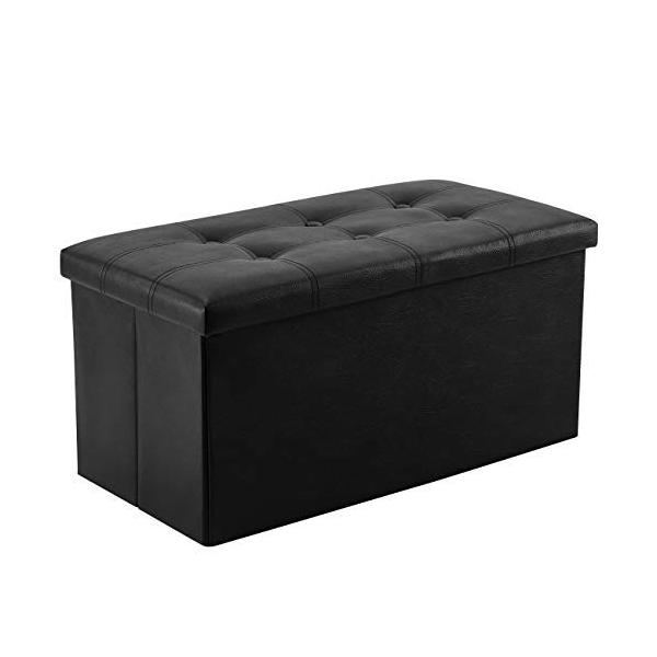 Color:ブラック_Size:76x38x38cm YOUDENOVA スツール収納 折りたたみ 二人掛け オットマン収納 ストレージチェア フットレスト 踏み台 リビング/玄関/寝室適用 PUレザー 耐荷重160kg(ブラック、76x3...