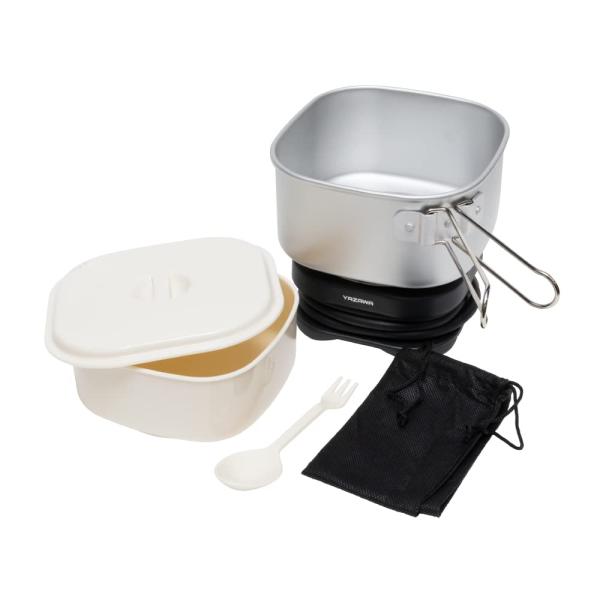 ヤザワコーポレーション YAZAWA マルチクッカー トラベルクッカー 電気調理器 コンパクト 電圧切替 アウトドア スプーン フォーク 付属 旅行 トラベル 海外 ホワイト 沸かす 蒸す 炊く 煮込む 茹でる TVR70BKサイズ(約):...