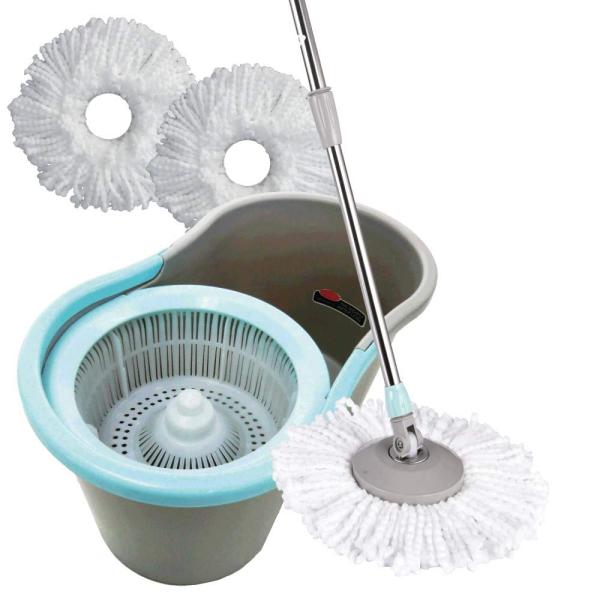 春夏秋冬 手回し回転モップ 替えモップ3個セット 片手で簡単楽々脱水 雑巾 掃除 バケツモップ 水拭き (コンパクトタイプ)