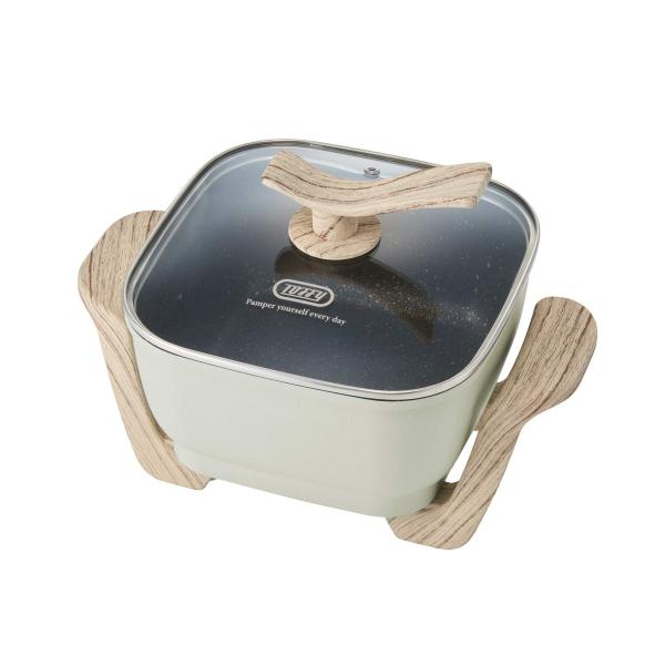 Color:アッシュホワイト 【Toffy/トフィー】 コンパクトマルチ電気鍋 K-HP3 1台6役 鍋 ヒーター一体型 煮る 焼く 蒸す 炒める 揚げる 炊く コンパクト 約2.8L ガラス蓋 レトロ アッシュホワイト K-HP3-AW「...