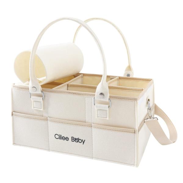 おむつストッカー オムツ収納 ベビー用品 収納バッグ 多機能 改良 オムツ収納ケース おむつ収納バッグ 折りたたみ ベビー 収納ボック 車載旅行用収納バック ふた付き ショルダーベルト付き (仕切り6つ)【上がったクオリティ、優れる素材】工...