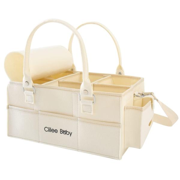 おむつストッカー オムツ収納 ベビー用品 収納バッグ 多機能 オムツ収納ケース おむつ収納バッグ 折りたたみ ベビー 収納ボック 大容量収納 軽便 ベビー用品 育児用品入れ おしりふき用ダイレクトポケット付き ベルト付き (イエロー, ベル...