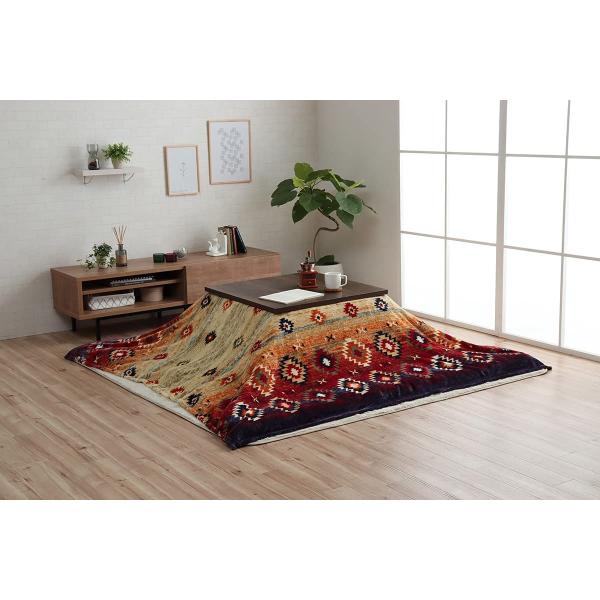 Size:約195×195cm_Color:ネイビー イケヒコ こたつ 上掛け オリバー 約195×195cm ネイビー 正方形 単品 撥水(水をはじく)加工 幾何柄 洗える #5576749あったかなフランネル素材でおしゃれなキリム柄です...