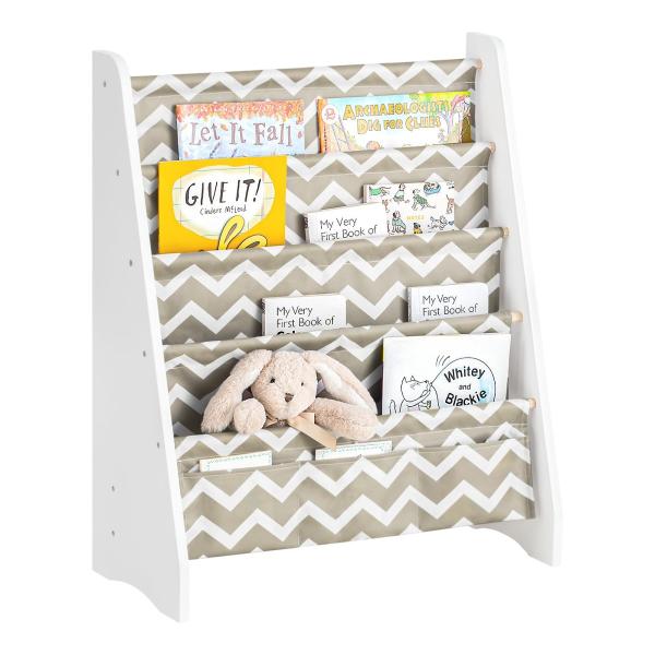 Color:グレー SoBuy 絵本棚 絵本ラック 子供用本棚 マガジンラック 大容量 マンガ 雑誌収納 かわいい キッズ おしゃれ 絵本収納 子供用シェルフ 収納ラック 絵本ラック 棚 子ども家具（KMB50-HG）【サイズ】幅60×奥行...