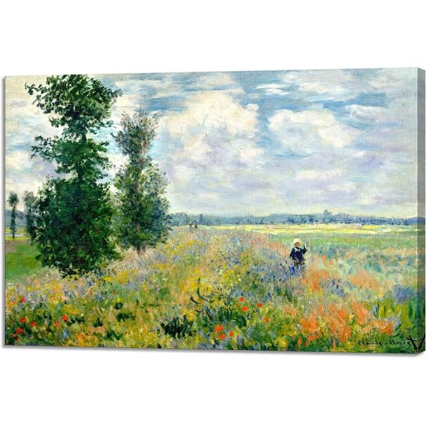 Size:長さ30 cm x 幅40 cm_Color:クロード・モネ06 アートパネル モネ ポピー畑 油絵 複製画 絵画 大型 インテリア アートフレーム 複製絵 風景画 絵画 プレゼント-リビング ダイニング 寝室 お風呂 オフィス ...