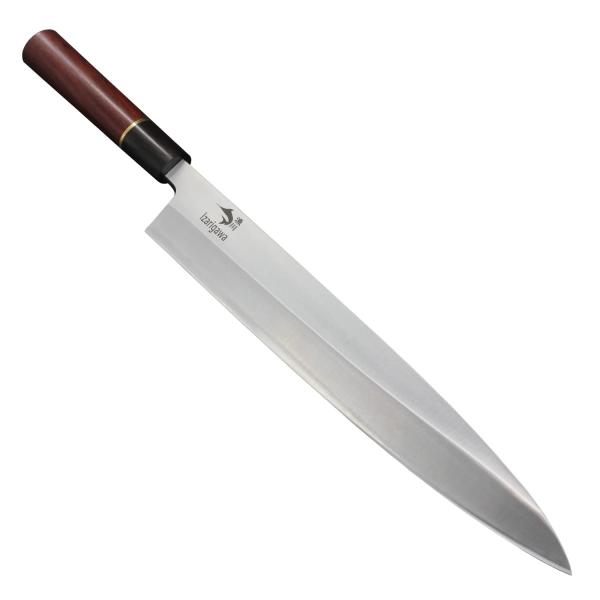漁川 身卸包丁 【和式柳出刃】 【刃渡300】 【刃厚約7.5mm】 身卸出刃 身卸し柳 6Cr16MoV 魚の三枚おろし、刺身を引く、魚の皮を引く