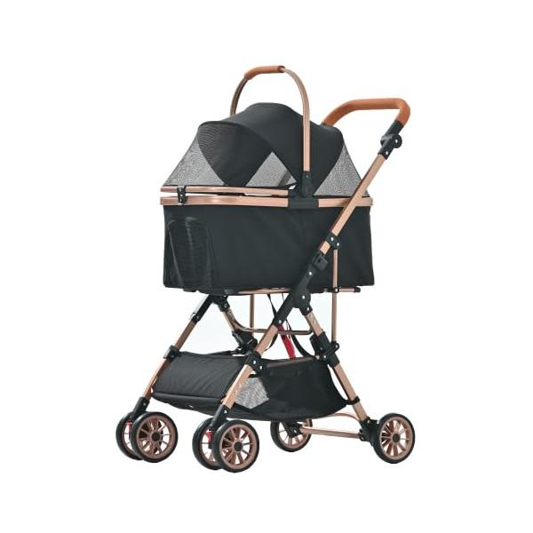 【✩.*˚M✩.*˚専用】ペットカート 2段式 ブラック 折りたたみ 軽量 新品 Style:ブラック BTM ペットカート 分離式 取り外し可能 折りたたみ