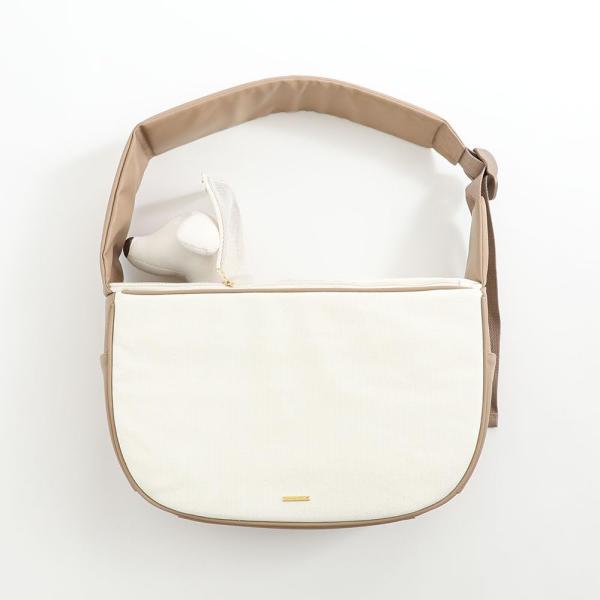 Moncheri(モンシェリ) moncheri犬 キャリーバッグ・スリング メッシュ付きキャンバス×エコレザーペットスリング/BEIGE/FREE かわいい おしゃれ 人気 ブランド トイプードル チワワ 小型犬 中型犬柔らかいくすみカラ...