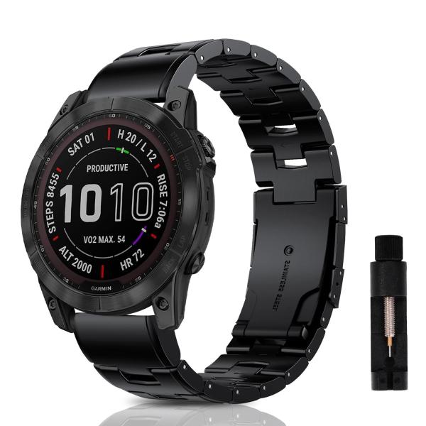 Size:22mm_Color:ブラック [AiMaoo] QuickFit 22mm チタン製バンド GARMIN(ガーミン) Fenix 8 47mm/Fenix E/Fenix 7/Fenix 6/Fenix 5/Approach S...