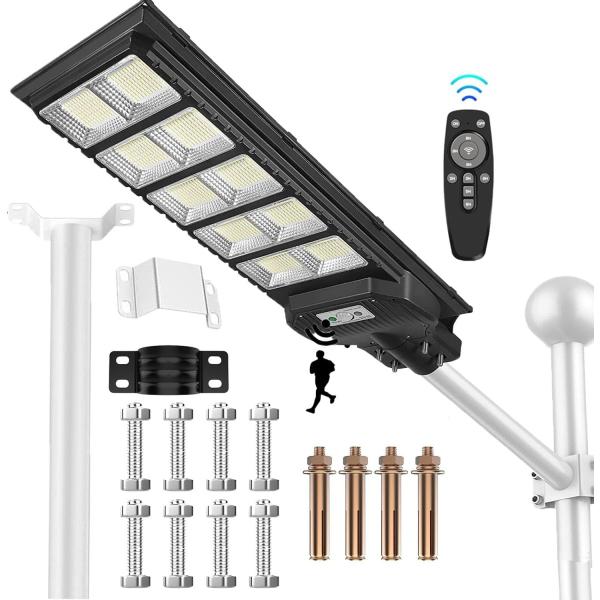 Model:1000W 1000LED 【2025耐久性新規アップグレード・55000ルーメン】LED ソーラー街灯 屋外 1000w 外灯 IP67防水 センサーライト 人感センサー 光センサー 防