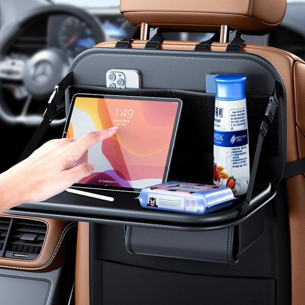 Color:ブラック 03 TATACLEA 車用収納ポケットカーシートバック車用収納袋 車吊り下げバッグ 後部座席用収納袋 多機能収納袋 小さなダイニングテー 折りたたみ式 簡単取付 カー用品 (ブラック)【表板付き・高品質素材】高品質の...