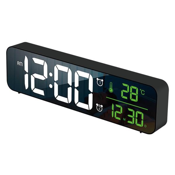 Color:ブラック 10.4インチ 大画面目覚まし時計 めざまし時計 めざましとけい デジタル時計 GePavinDa置き時計 電子時計 LEDミラー時計 壁掛け可能 明るさ調整可能 教室 寝室 リビングルームなど用 日本語説明書付 (ブ...