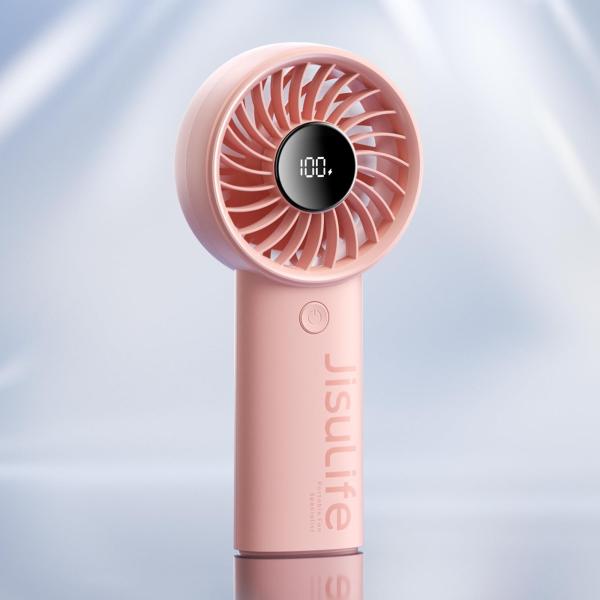 Size:5000mAh_Color:ピンク JISULIFE ハンディ扇風機 手持ち扇風機 強力な風 5段階風量調節 静音 USB充電式 ミニ 小型 5000mAhバッテリー 最大18時間動作 LED電池残量表示 せんぷうき 軽量 持ち運...