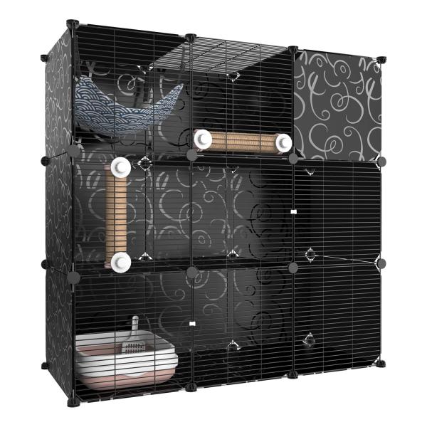 PatternName:3段 BriSunshine 猫 ケージ 3段 トイレ付き キャットケージ 大型 多頭飼い DIY可能 ハンモック付 キャットハウス 猫脱走防止 留守番 保護用 取り外し可能 組み立て簡単 大きいスペース 頑丈 小動...