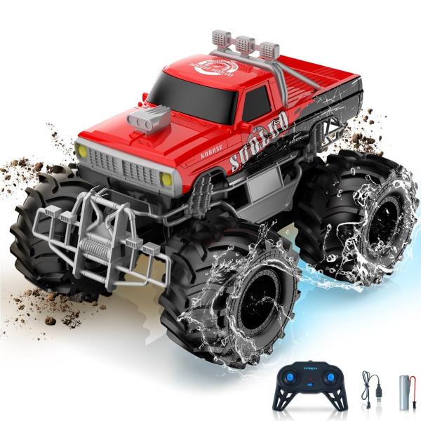 Color:レッド Carox ラジコン 水陸両用 ラジコンカー オフロード