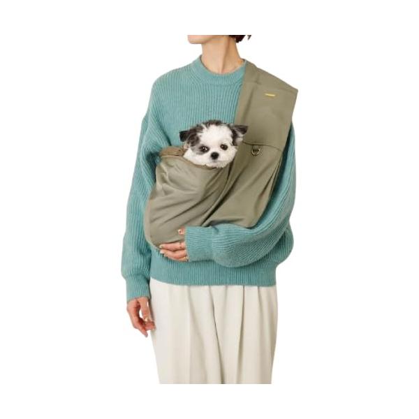 Size:M_Color:KHAKI moncheri モンシェリ [メッシュ付サイズ調整可能スリング] 犬 ペットスリング スリング 小型犬 (M/カーキ) 飛び出し防止 軽量 抱っこ紐 メッシュ お出かけ 旅行 長さ調節【メッシュ付きで...