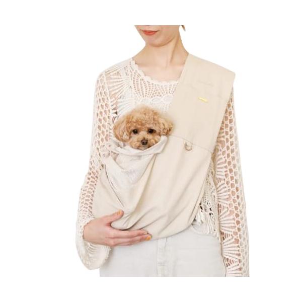 Size:M_Color:BEIGE moncheri モンシェリ [メッシュ付ドッグスリング] 犬 ペットスリング スリング 小型犬 中型犬 (M/ベージュ) 飛び出し防止 軽量 抱っこ紐 メッシュ お出かけ 旅行【メッシュ付きで移動が快...