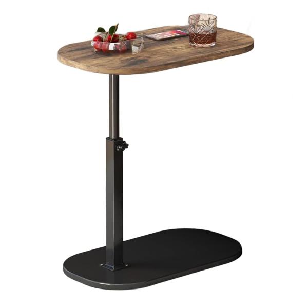 Color:ヴィンテージ色 [SPobeap] 昇降式 サイドテーブル ソファテーブル 無段階高さ調節可 差し込み 寝室用 介護用 安定性 切りキズ防止 (ヴィンテージ色+ブラック)「サイズ」サイズ：幅45cm×奥行30cm×高さ45-80...