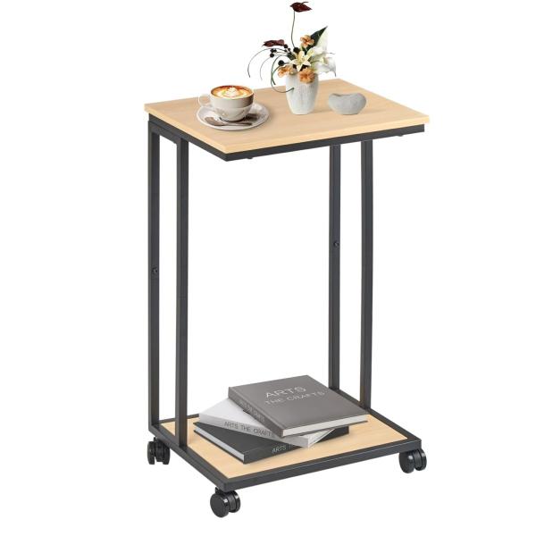 fusehome サイドテーブル キャスター付き ベッドサイドテーブル コの字型 移動便利おしゃれ ソファ ナイトテーブル ベッドテーブル ミニテーブル サイドデスク スリム【移動に便利】キャスター付きで移動便利、360度自由に回転すること...