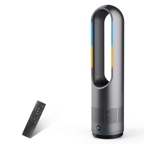 Color:Black セラミックヒーター タワーファン スリム扇風機 【 2025最新型＆冷暖両用＆羽根なし】ヒーター 扇風機 3段階暖風・8段階冷風切り替え 100°左右首振り 1-9Hタイマー設定可 転倒自動OFF 過熱保護 リモコン...