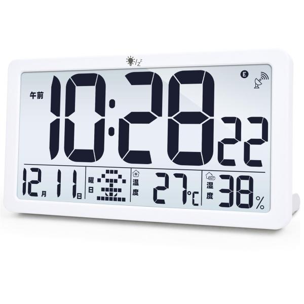 Color:バックライト付き MYAQH デジタル電波時計 置き時計 ??電池式 大画面 壁掛け時計 シンプル 目覚まし時計 自動時刻合わせ クロック カレンダー 高齢者に向け見やすい時計 夜でも見える 温度湿度・日付・曜日・秒表示 高精度...