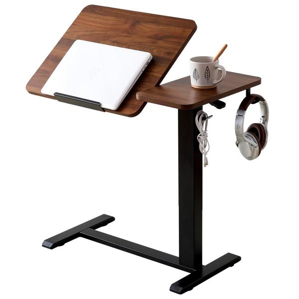 OIGAE サイドテーブル 昇降式 ベッドテーブル 高さ調整 角度調整 ソファーテーブル オーバーテーブル 介護テーブル 耐水 高温に強い 安定 耐荷重がいい 耐久性 隠し型キャスター付き 幅70×奥行40×高さ66〜104cm ガス圧 移...