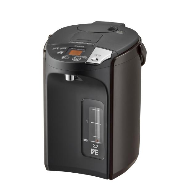 Size:2.2L_Style:蒸気レス/節電モデル 【WEB限定】タイガー魔法瓶(TIGER) 電気ポット 蒸気レス 節電VE保温 安全構造 とく子さん 2.2L ブラウン PIS-N220T電気がなくても給湯できるコードレスエアー給湯付...