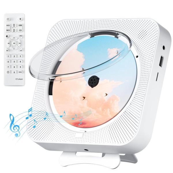 他サイト： Color:ホワイト ENVYCLOUD cdプレーヤー リモコン付き CDラジカセ Hi-Fiスピーカー再生/LED ディスプレイ/タイマー/FM ラジオ ブームボックス/USB再生対応/A-Bリの商品画像