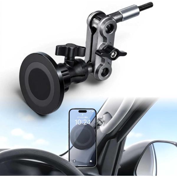 【所ジョージの世田谷ベース掲載】 ALNCA ハイエース スマホホルダー 車 アシストグリップ 携帯ホルダー マグネット 200系 360度回転