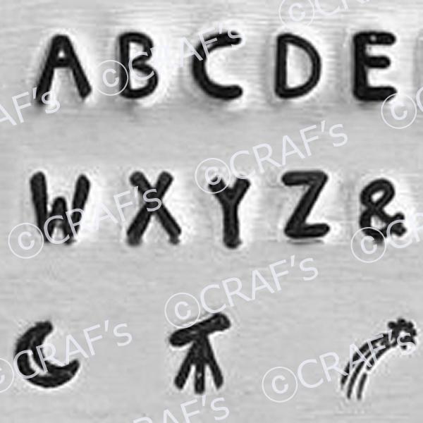 スターゲイザーフォントアルファベット刻印セットStargazer Letter Upp 2mm大文字A〜Z、ボーナススタンプ７種文字サイズ　最大約2mm最高水準で製造されたプロ品質の刻印です。さびを防ぐために油で軽くコーティングして保管して...