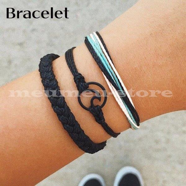 ミサンガ ブレスレット 3点セット レディース メンズ 男女兼用 調節可能 重ね付け 波 モチーフ ワックスコード ミサンガ おしゃれ ギフト プレゼ Meu Phkbq957 ミユミユストア 通販 Yahoo ショッピング