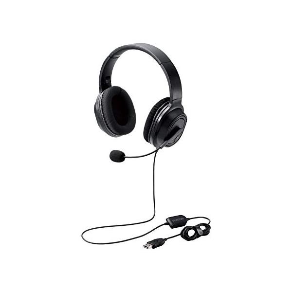 他サイト： エレコム ヘッドセット マイク付き USB オーバーヘッド 有線 両耳 40mmドライバ ブラック HS-HP30UBKの商品画像