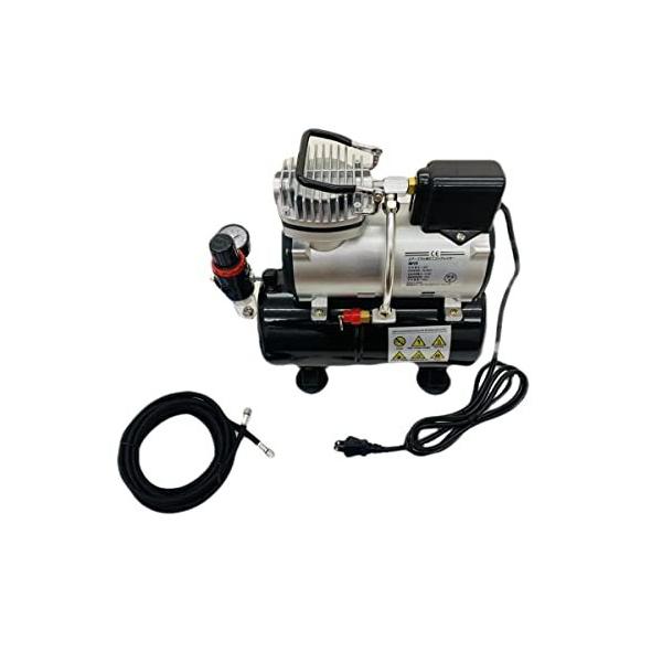 供え 送料無料オイルレスミニエアーコンプレッサー エアホース付 静音