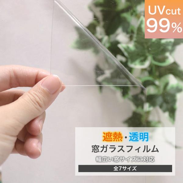 透明 遮熱 窓ガラスフィルム 窓フィルム 窓シート 遮熱シート 省エネ 紫外線カット UVカット 貼ってはがせる 透明シート 小窓 46×90cm 92×90cm 92×180cm GP
