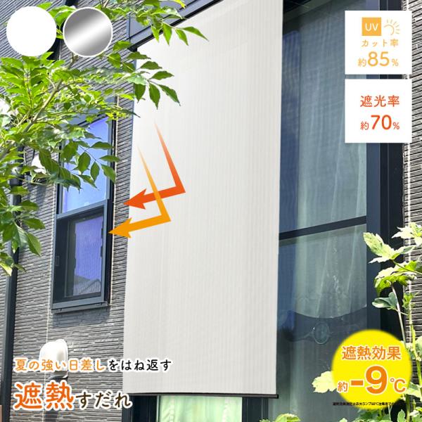 すだれ 日除け 遮熱 目隠し サンシェード 90×120cm 90×180cm フック付き 紫外線カット UV 遮光 屋外 ベランダ 省エネ 節電 無地 シンプル 日除け名人 SSM