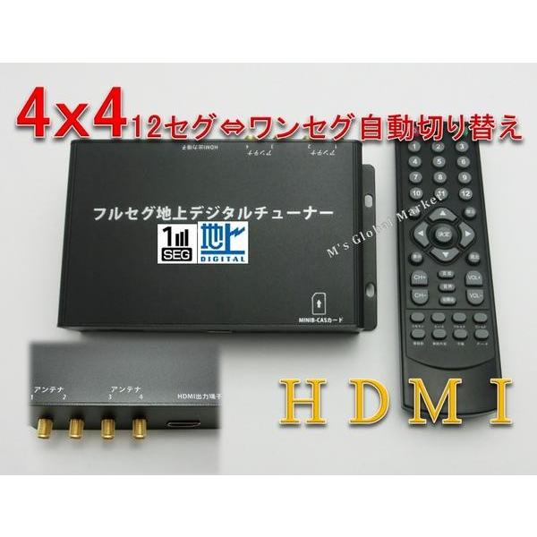フルセグ地デジチューナー4×4 地デジチューナー 小型 4×4 HDMI RCA フルセグチューナー フルHD