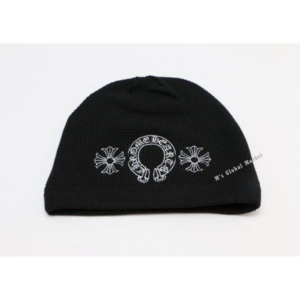 新品 クロムハーツ ビーニー ニット帽子 ホースシュー ブラック