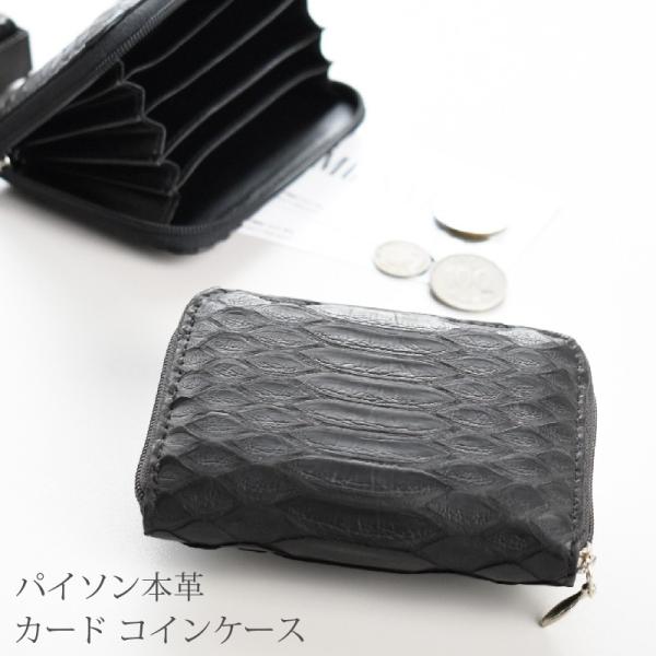 パイソン 本革 コインケース カードケース 名刺入れ 小銭入れ メンズ レディース 本皮 金運 仕切り 多い