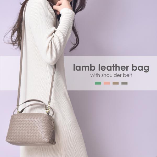 ハンドバッグ レディース 2way ショルダーバッグ ラムレザー 本革 軽い ピンク シルバー ポシェット 小さめ 羊革 斜めかけ 鞄 カバン 軽量 女性  送料無料