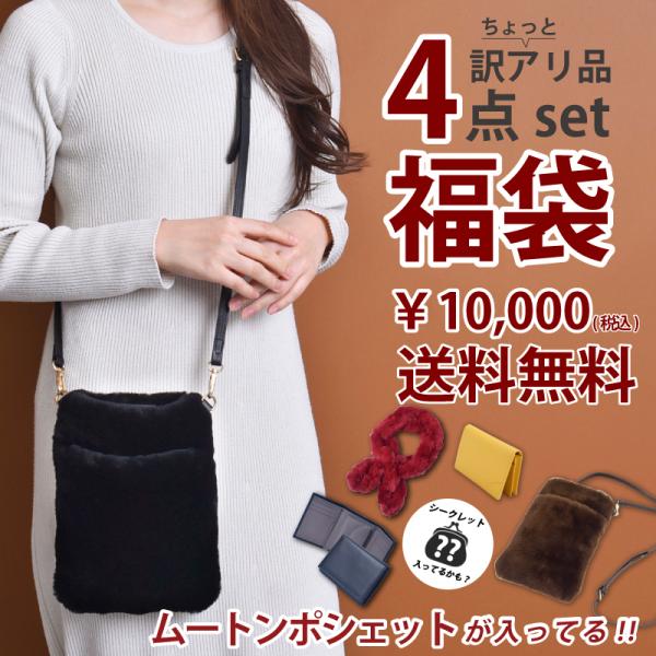 福袋 2026 ムートン ポシェット レディース 名刺入れ 財布 本革 リアルファー マフラー 4点セット 訳あり品 アウトレット ポーチ 折り財布 秋 冬 防寒 送料無料 福袋 2026 ムートン ポシェット レディース 名刺入れ 財布 本革 リアル