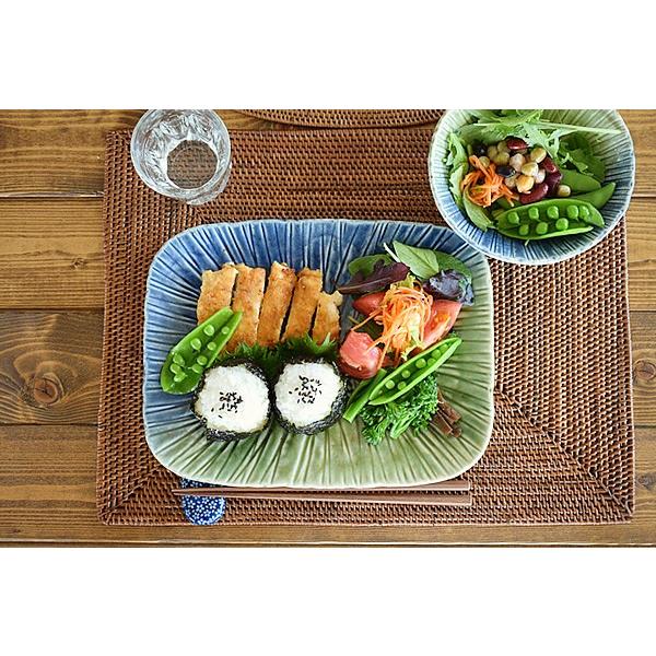 食器 和食器 おしゃれ 皿 大皿 二色流し彫十草角大皿 モダン 美濃焼