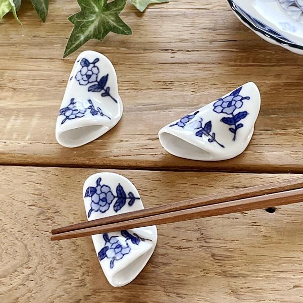 食器 和食器 おしゃれ 箸置き 染付け牡丹手造り風箸置き かわいい