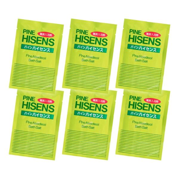 分包(50g) 6個セットです。■商品説明パインハイセンスはパインニードルオイル（松葉油）に保湿効果を高める６種の有効成分を配合しており、爽快な香りと有効成分が温浴効果を高め疲れをほぐします。■効能・効果神経痛・リウマチ・腰痛・冷え症・産前...