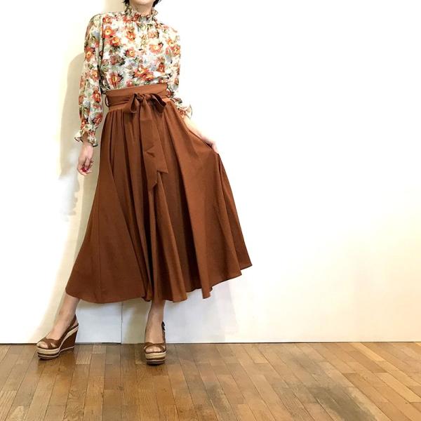 【MONiLE】チェックフレアロングスカート　ウエストリブタフタスカート MONiLE】チェックフレアロングスカート ウエストリブタフタ