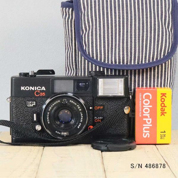 KONICA C35（ブラック/フルメンテナンス済み/完動品）#364 中古】【保証付 】 コニカ KONICA C35 EF S/N 486878（ケース
