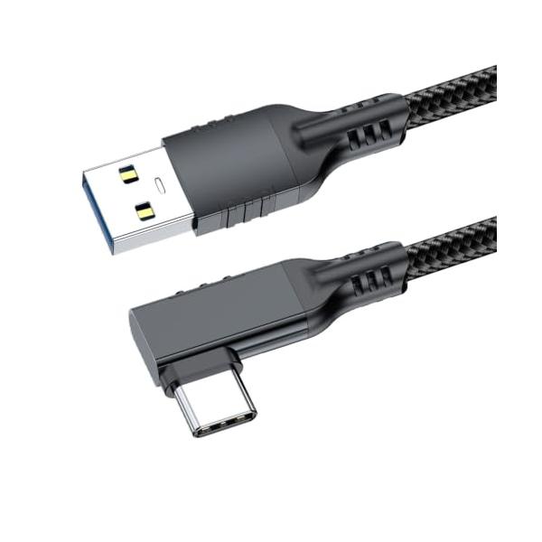 USB Type C ケーブル L字 1M USB A to C 10Gbps高速データ転送 3A急速充電 USB 3.2 Gen2対応 ナイロ