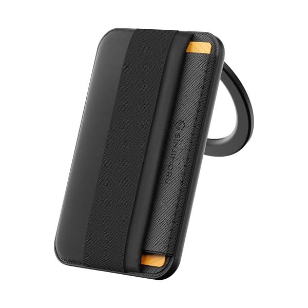 [Sinjimoru] MagSafe対応カードケース スタンド付きグリップ 片手操作 強力磁石 iPhone 12~17シリーズ対応 ブラック