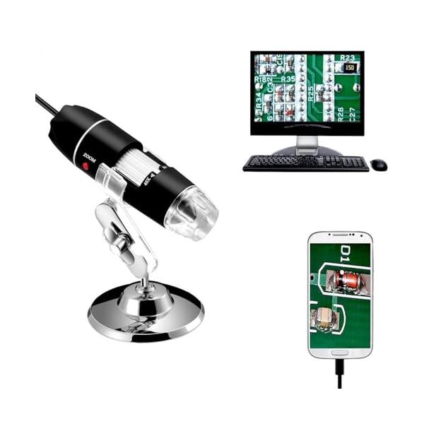 Jiusion 40 〜 1000x 倍率USB顕微鏡、8 LED USB 2.0 デジタル