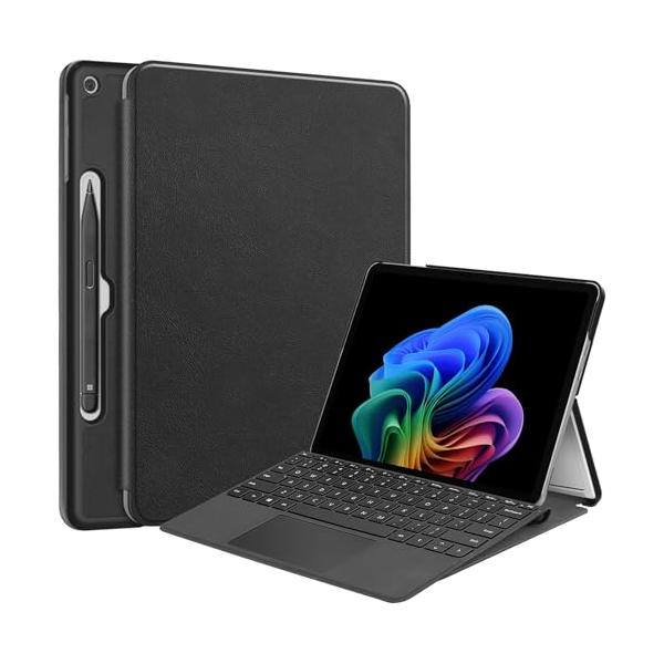 For Surface Pro 12インチ ケース larfbulroc軽量 薄型 PU レザー スマート カバー 耐衝撃 傷防止 ハード 背面