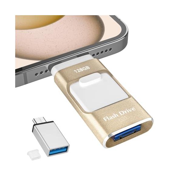 128GB USBメモリアプリ不要・アルバムから写真保存４in1 Phone スマホ データ保存 外付け USBメモリ iOS/Type-C/U